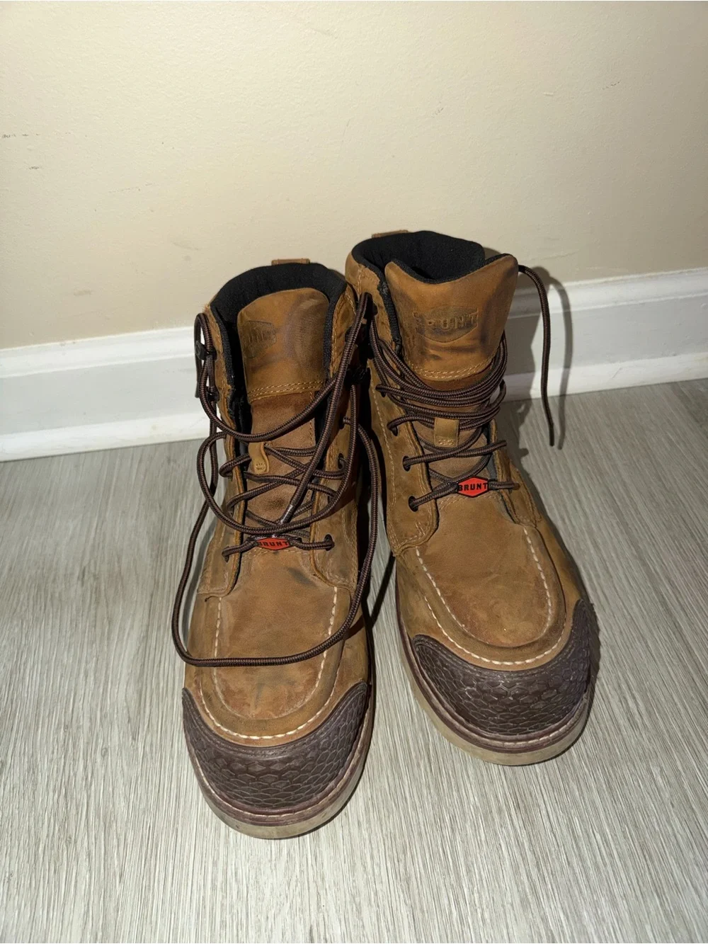 Men's Brown Leather Work Boots - Rugged Lace-Up Comfort